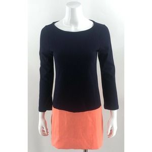 J Crew Cotton Zipper T Shirt Dress XS Coral Blue